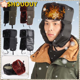 SHOUOUY Ushanka หมวกสกี แต่งขนเฟอร์ แบบหนา สไตล์รัสเซีย สําหรับผู้หญิง