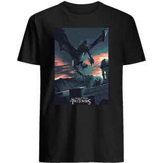 เวรเอ้ย  เสื้อยืดลําลอง แขนสั้น พิมพ์ลาย The Lord Movie of The Rings The Two Towers Fantasy Movie Poster Frodo Baggins A