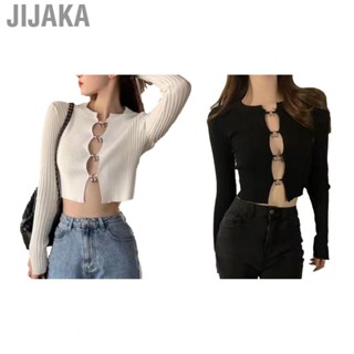 Jijaka Button Up Sweater  Short Breathable Elegant Rib Knit Outwear Casual Soft  for Holiday Party