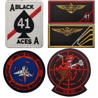 แผ่นสติกเกอร์ Velcro Patch NAVY Fighter Weapon School TOPGUN สําหรับติดตกแต่งกระเป๋า