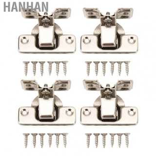 Hanhan Soft Close Cabinet Hinge  Hydraulic Shock Absorbers Short Arm Hinge 4 Hole Base Nickel Plated Finish with 24 Screws for Bathroom