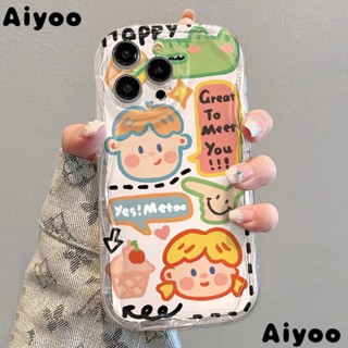 เคสโทรศัพท์มือถือแบบนิ่ม ใส กันกระแทก ลายกราฟฟิตี้ สําหรับ Iphone 7 Xs8Pi 14 xr promax13 11✅เคสโทรศัพท์มือถือนิ่ม แบบใส ขอบโค้ง ลายครีม สําหรับ Apple 12 VAWU