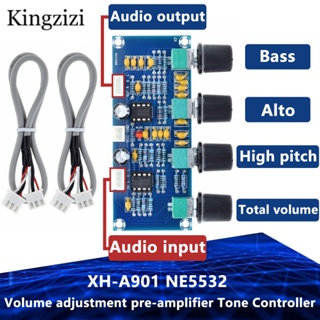 Xh-a901 NE5532 บอร์ดพรีแอมป์ พร้อมตัวควบคุมระดับเสียงเบส สําหรับเครื่องขยายเสียง