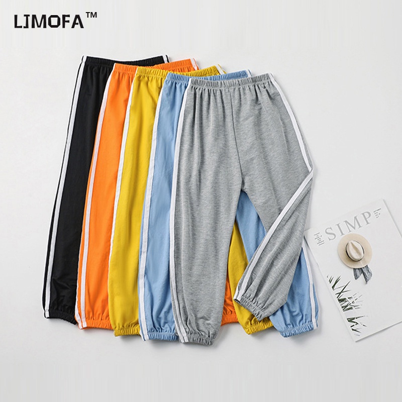 LOMOFA KIDS ขายส่ง กางเกงกันยุง ผ้าฝ้ายผสม สีพื้น สไตล์เรโทร เหมาะกับฤดูร้อน และฤดูใบไม้ร่วง สําหรับเด็กผู้ชาย และผู้หญิง อายุ 3-12 ปี