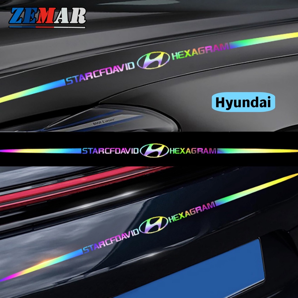 สติกเกอร์เลเซอร์สะท้อนแสง ลายโลโก้ Hyundai หลากสี สําหรับติดตกแต่งรถยนต์ Creta Stargazer Grand i10 Kona Tucson Ioniq 5 Palisade Accent H1 Santa Fe 1 ชิ้น