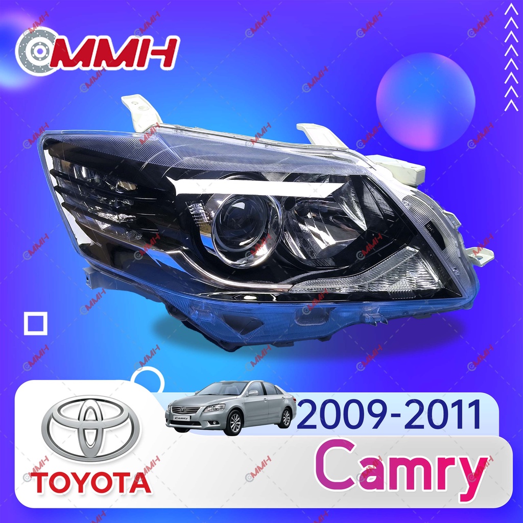 ไฟหน้าฮาโลเจน สีดํา สําหรับ Toyota Camry ACV40 ACV41 2009-2011 ไฟหน้าสำหรับ ไฟหน้า โคมไฟหน้า ไฟหน้า​โปรเจค​เตอร์​ โคมไฟหรถยนต์ เลนส์กระจก headlamp headlight front light lens
