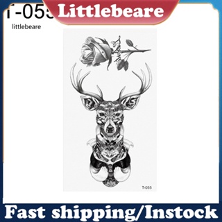 &lt;littlebeare&gt; สติกเกอร์รอยสักชั่วคราว พิมพ์ลายการ์ตูนสัตว์ ขนนก ดอกไม้ ติดทนนาน