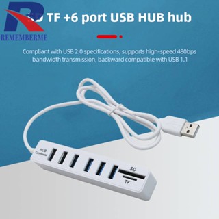 อะแดปเตอร์การ์ดรีดเดอร์ USB 6 พอร์ต USB 2.0 TF สําหรับแล็ปท็อป คอมพิวเตอร์ PC