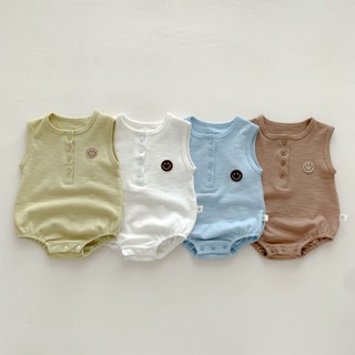 ชุดจั๊มสูทรอมเปอร์ แขนกุด ผ้าฝ้าย แฟชั่นฤดูร้อน สําหรับเด็กผ…