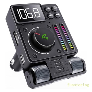 Fun เครื่องเล่น MP3 บลูทูธไร้สาย 5 3 FM Transmitter PD30W ชาร์จเร็วมาก หมุนได้ 180 องศา สําหรับรถยนต์