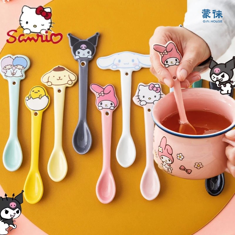 Kawaii Sanrio ช้อนคนกาแฟเซรามิค ลายการ์ตูนมายเมโลดี้น่ารัก สําหรับหอพักนักเรียน ออฟฟิศ