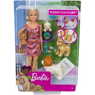 ตุ๊กตาบาร์บี้ Daycare Brunette และ Pets Playset พร้อมสุนัข 4 ตัว *ใหม่*