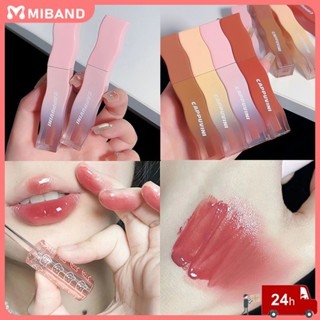 พร้อมสต็อก Cappuvini Water Lip Glaze Lip Balm 4 สีติดทนกระจก Vigor Clear Glass ลิปสติกผู้หญิงสีชานมลิปกลอสนักเรียนปาร์ตี้แต่งหน้า