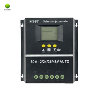 เครื่องมือควบคุมอัตโนมัติ 80A MPPT PWM 12V 24V 36V 48V พร้อมหน้าจอ LCD และ Dual USB