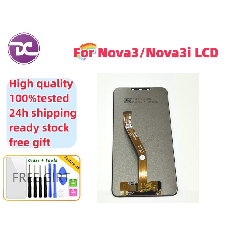 อะไหล่หน้าจอสัมผัส LCD DC พร้อมกรอบ แบบเปลี่ยน คุณภาพสูง สําหรับ Huawei Nova 3i Nova3