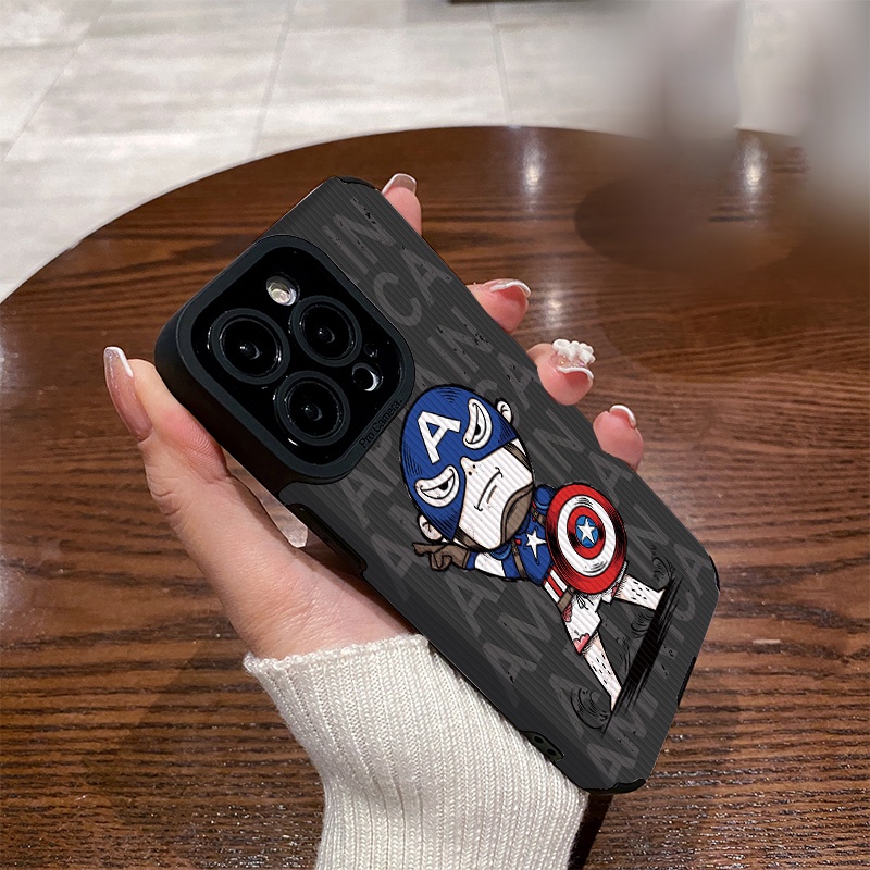เคสโทรศัพท์หนัง ซิลิโคนนิ่ม ปิดด้านหลัง แบบเต็ม ลายการ์ตูนซุปเปอร์ฮีโร่ สําหรับ iPhone 15 14 13 12 11 Pro X XR XS Max 6 6s 7 8 Plus | Zd B062