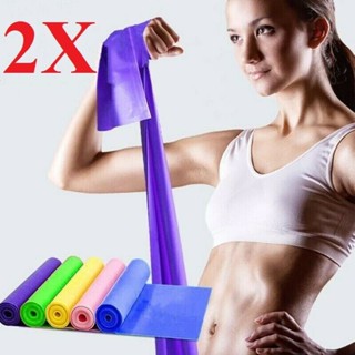 2Pcs/set 5 Feet Stretch Resistance Bands Exercise Pilates Yoga Workout Aerobic