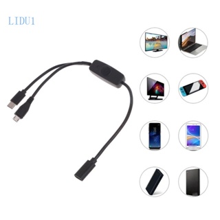 Lidu1 2-in-1 สายชาร์จ USB C เป็น Micro USB Type C พร้อมสวิตช์ สําหรับโทรศัพท์มือถือ
