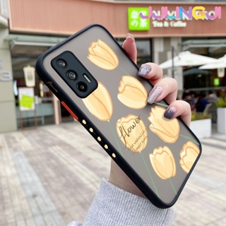 เคสซิลิโคนนิ่ม แบบใส ขอบสี่เหลี่ยม กันกระแทก ลายดอกไม้สีเหลือง สําหรับ Realme GT 5G GT Neo Q3 Pro X7 Max GT Neo 2T GT Neo