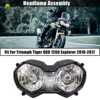 ไฟหน้ารถจักรยานยนต์ สีดํา และใส สําหรับ Triumph Tiger 800 1200 Explorer 2010-2017 1 ชิ้น