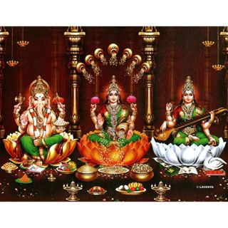 Lakshmi Ganesha Saraswati โปสเตอร์ติดผนัง