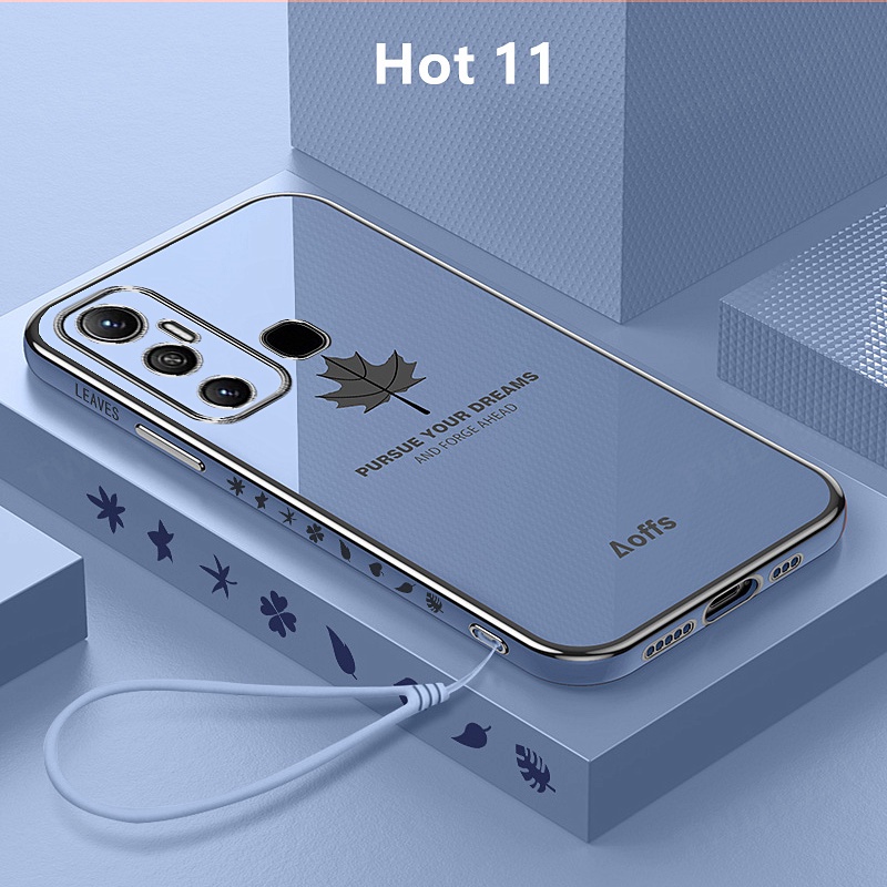 ปลอก Infinix Hot 11 เคสชุบฝาครอบใบเมเปิ้ลเคสโทรศัพท์ TPU แบบนุ่ม Infinix Hot 11