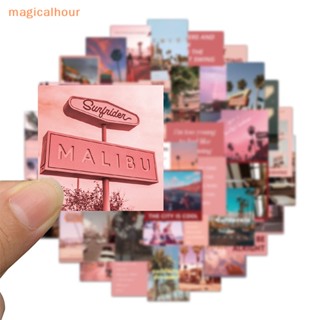 Magicalhour^^ สติกเกอร์ กันน้ํา ลายทิวทัศน์ถนนแคลิฟอร์เนีย สีชมพู สําหรับตกแต่งกระเป๋าเดินทาง 50 ชิ้น