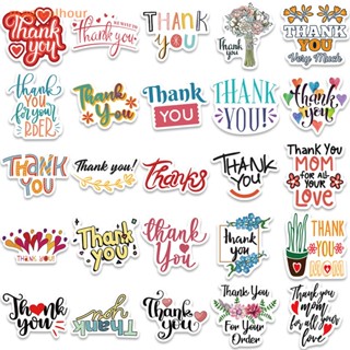 Magicalhour^^ สติกเกอร์ กันน้ํา ลาย Thank You สําหรับตกแต่งกระเป๋าเดินทาง โน๊ตบุ๊ค 50 ชิ้น