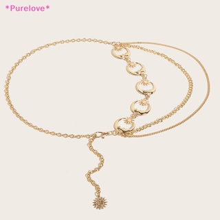 Purelove&gt; เข็มขัดโซ่โลหะ เอวสูง หลายชั้น 1 ชิ้น สําหรับผู้หญิง