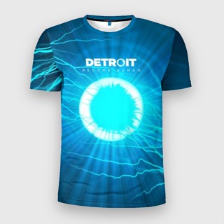 เสื้อยืด พิมพ์ลาย 3 มิติ ทรงสลิม Detroit: Become Human สําหรับผู้ชาย