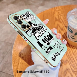 เคสโทรศัพท์มือถือนิ่ม ขอบสี่เหลี่ยม พิมพ์ลายมิกกี้เมาส์ หรูหรา สําหรับ Samsung Galaxy M12 M14 M21 M30S M31 M32 M51 M62 F62 M23 M33 M53 5G