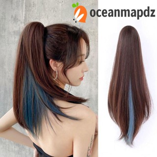 OCEANMAPDZ ผมหางม้าสังเคราะห์ ทนความร้อน คุณภาพสูง สีดํา สีฟ้า สีชมพู สําหรับผู้หญิง