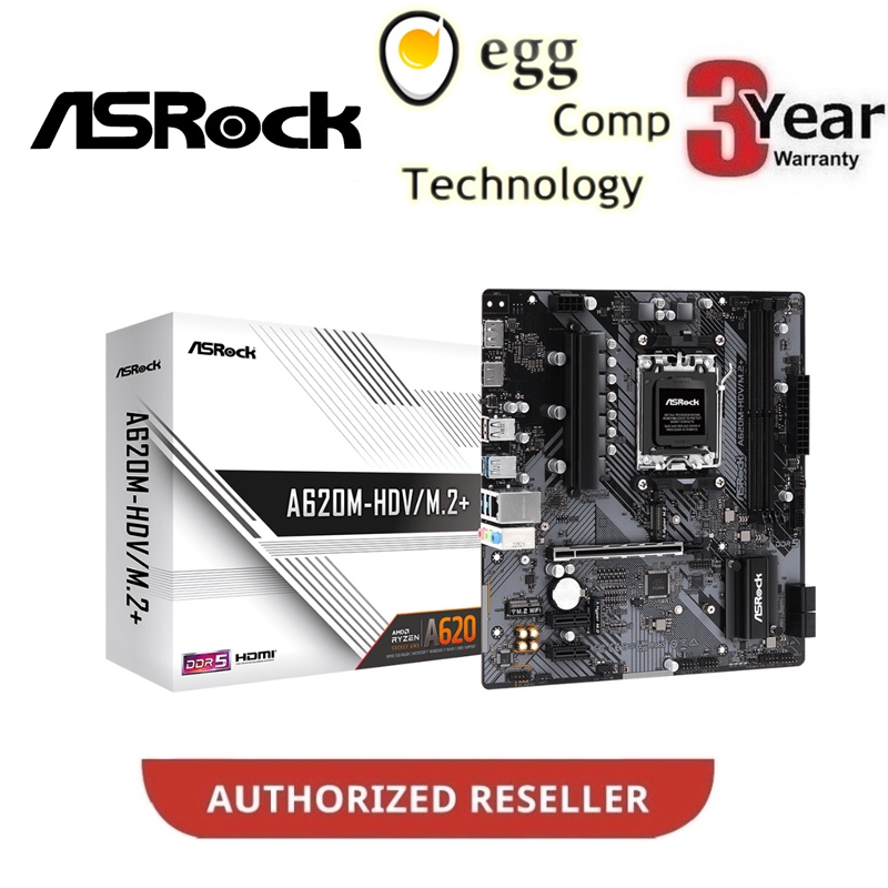 เมนบอร์ด Asrock A620M-HDV/M.2+ AM5 M-ATX + AMD 7000 Series Combo