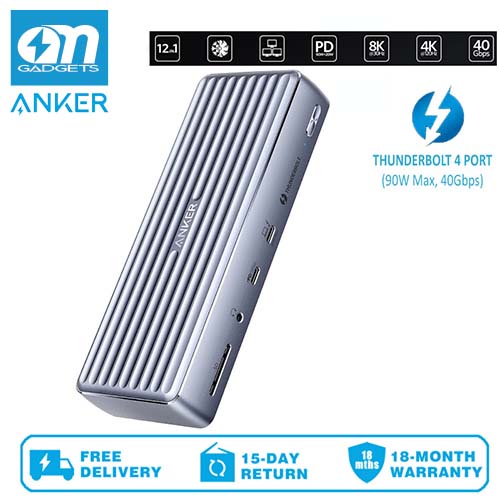 สถานีเชื่อมต่อ Anker A8397 Thunderbolt 4 (Apex, 12-in-1)Single 8K, จอแสดงผล Triple 4K, ข้อมูล 10Gbps
