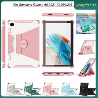 เคสโทรศัพท์หนัง ซิลิโคน กันกระแทก กันรอยขีดข่วน หมุนได้ ตั้งได้ สําหรับ Samsung Galaxy Tab A8 10.5 X200 X205