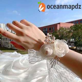 OCEANMAPDZ เครื่องประดับ กําไลข้อมือ ประดับคริสตัล ลายดอกไม้ สวยหรู แบบเรียบง่าย สําหรับเพื่อนเจ้าสาว