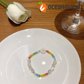 OCEANMAPDZ สร้อยคอ โช้กเกอร์ ประดับลูกปัด ลายดอกเดซี่ สีสันสดใส สําหรับผู้หญิง