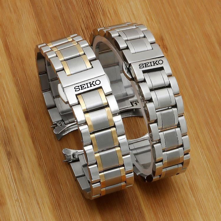 สายนาฬิกา SEIKO SEIKO สายสแตนเลสแข็ง SEIKO No. 5 สายเหล็ก Arc Men 20/21/22mm สร้อยข้อมือเหล็ก