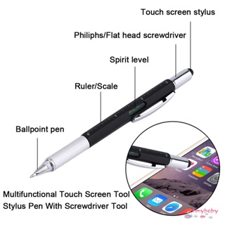 6 In 1 มัลติฟังก์ชั่นหน้าจอสัมผัส เครื่องมือ ปากกาสไตลัส ปากกาลูกลื่น ขนาดพกพา พร้อมไม้บรรทัด ไขควง [N/5]