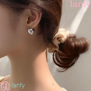 LANFY ต่างหูสตั๊ด ขนาดเล็ก สไตล์เกาหลี สําหรับผู้หญิง บอลทรงกลม สามมิติ ตะกร้าสามมิติ เครื่องประดับแฟชั่น ต่างหูหยดน้ํา พื้นผิวสว่าง