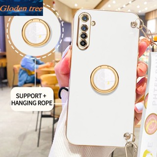 เคสโทรศัพท์มือถือ ลายต้นไม้ Gloden พร้อมขาตั้ง และสายคล้อง สําหรับ OPPO Realme XT Realme K5