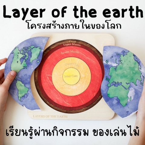 Layer of the EARTH / WORLD map PUZZLE เรียนรู้โลกของเรากับวิชา Geography ผ่านกิจกรรมของเล่นไม้(TOY70