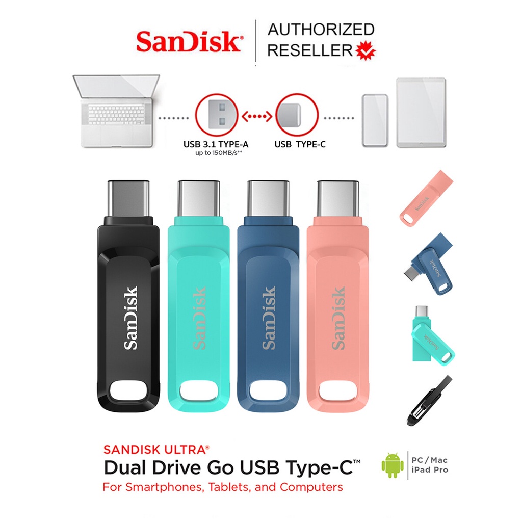 SanDisk Ultra Dual Drive Go USB 3.1 Gen1 FlashDrive Type-C Speed 150mb/s (SDDDC3) 32GB - 512GB แฟลชไ