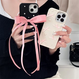 เคสโทรศัพท์มือถือ ซิลิโคน กันกระแทก ประดับโบว์ ไข่มุก สามมิติ diy สําหรับ Iphone 11 12 13 14Promax 14 12 11 14Pro Xiaoxiangfeng