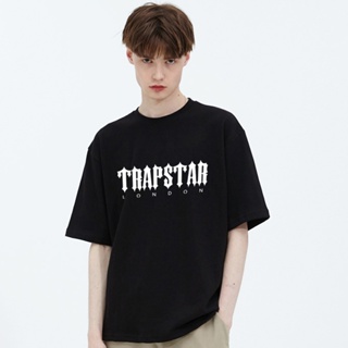 Trapstar เสื้อยืดแขนสั้นลําลอง ผ้าฝ้ายแท้ พิมพ์ลายตัวอักษร ทรงหลวม สไตล์ยุโรป อเมริกัน สตรีท เรียบง่าย สําหรับผู้ชาย และผู้หญิง