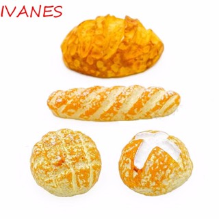 IVANES ขนมปังปลอม ขนาดเล็ก สเกล 1/12 สําหรับตกแต่งบ้านตุ๊กตา เค้ก ขนม อาหารเช้า 4 ชิ้น ต่อชุด