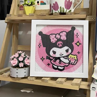 Sanrio Kuromi ภาพวาดปักเพชร แฮนด์เมด Diy พร้อมกรอบ สําหรับเพื่อน แฟนสาว ของขวัญ เครื่องประดับตั้งโต๊ะ