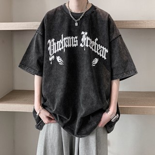 เสื้อยืดแขนสั้น แขนห้าส่วน พิมพ์ลาย Ruffian แนวสตรีท แฟชั่นฤดูร้อน สไตล์อเมริกัน สําหรับผู้ชาย