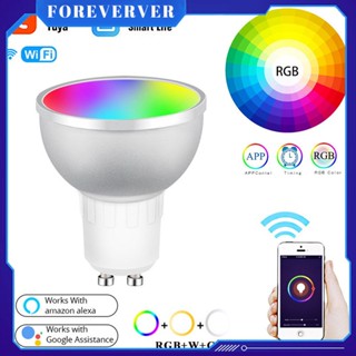 Tuya WiFi + บลูทู ธ ที่รองรับ Gu10 หลอดไฟ LED อัจฉริยะ 5W RGBCW หลอดไฟวิเศษหรี่แสงได้รองรับการควบคุมด้วยเสียงทำงานร่วมกับ Alexa / หน้าแรกของ Google