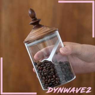 [Dynwave2] โหลแก้วใส่อาหาร ชา อเนกประสงค์ พร้อมฝาปิดไม้ สําหรับร้านอาหาร โรงแรม บาร์ นิทรรศการ